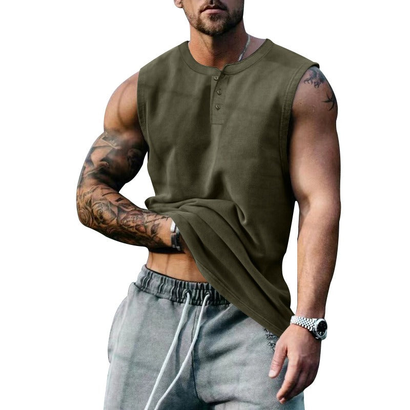 Summer Mens Youth Sports Basketball Tank Top Large Round Neck Button up Sleeveless T shirt Mens Sweetheart - Free Shipping - aurelia-clothing-8955