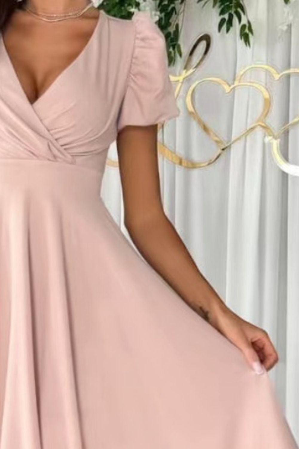 Surplice Puff Sleeve Midi Dress - aurelia-clothing-8955