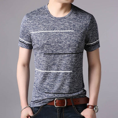T Shirts Mens Summer O Neck Cotton Trending Streetwear Tops Striped Short Sleev Cool Tee Mens Clothing -  Free Shipping - aurelia-clothing-8955