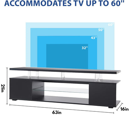 TV Stand for 70 Inch TV LED Gaming Entertainment Center Media Storage Console Table with Large Side Cabinet for Living Room Black - Free Shipping - aurelia-clothing-8955
