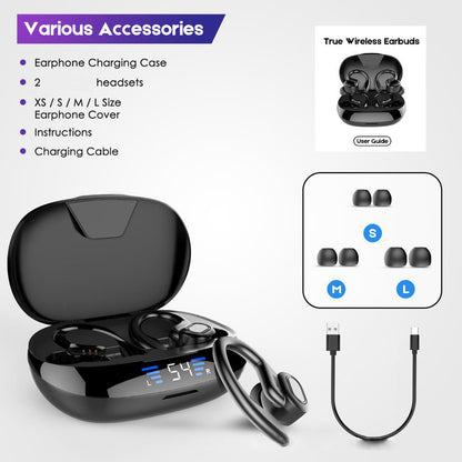 TWS True Wireless Bluetooth Headset 5.0 Digital Display Charging Bin Hanging Ear Sports Headset VV2 - Free Shipping - aurelia-clothing-8955