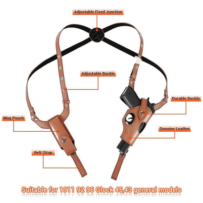 Tactical Concealed Gun Holster Military Leather Underarm Gun Shoulder Bag Hunting 1911 Glock Pistol Right Hand Hidden Holster - Free Shipping - aurelia-clothing-8955