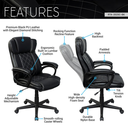 Techni Mobili Ergonomic Executive Office Chair-Free Shipping - aurelia-clothing-8955
