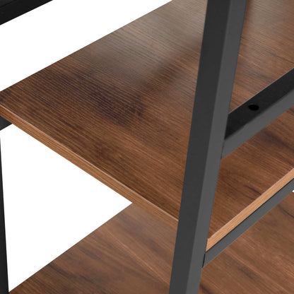 Techni Mobili L-Shape Industrial Desk with storage shelves, Walnut - Free Shipping - aurelia-clothing-8955