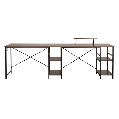 Techni Mobili L-Shape Industrial Desk with storage shelves, Walnut - Free Shipping - aurelia-clothing-8955