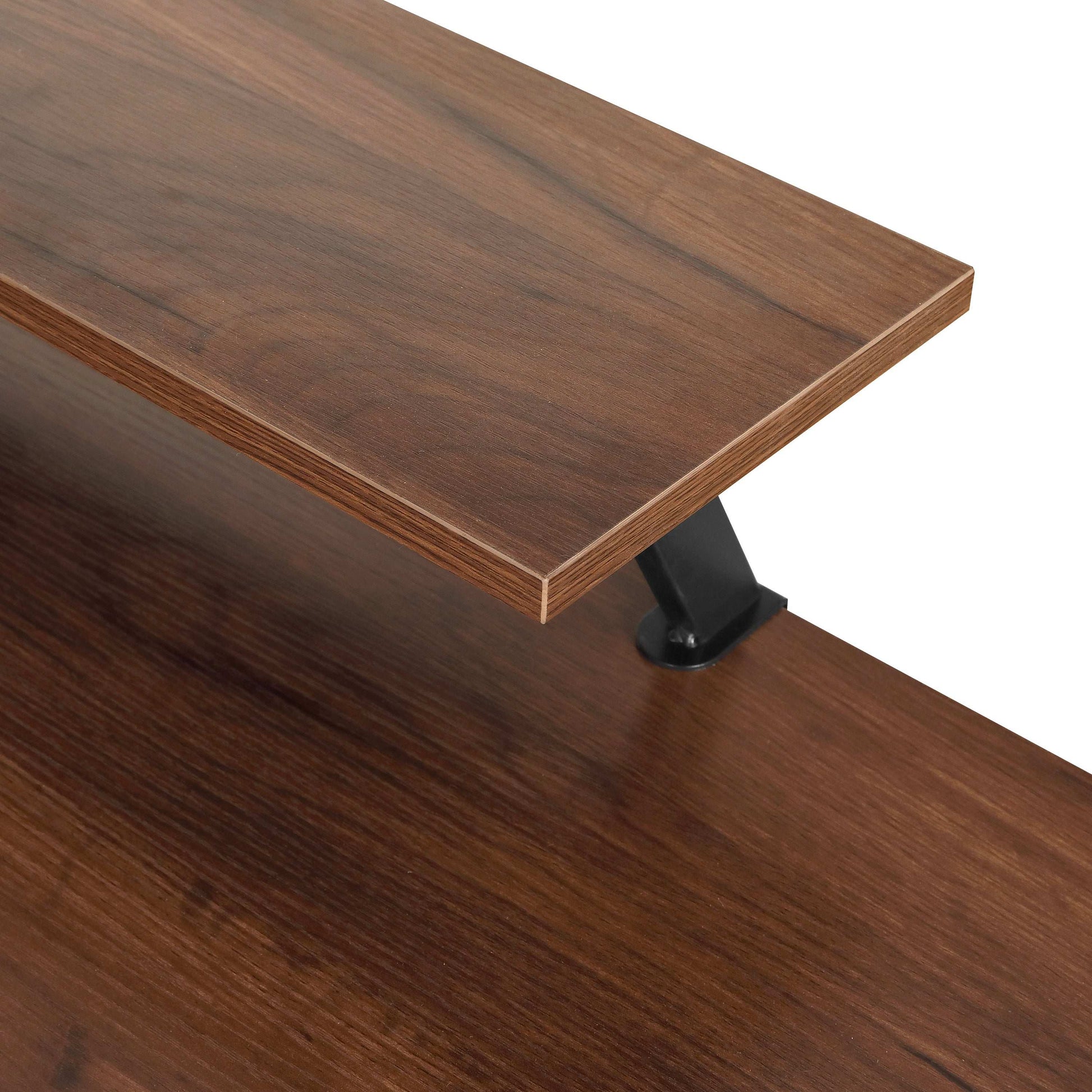 Techni Mobili L-Shape Industrial Desk with storage shelves, Walnut - Free Shipping - aurelia-clothing-8955