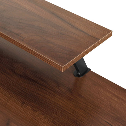 Techni Mobili L-Shape Industrial Desk with storage shelves, Walnut - Free Shipping - aurelia-clothing-8955