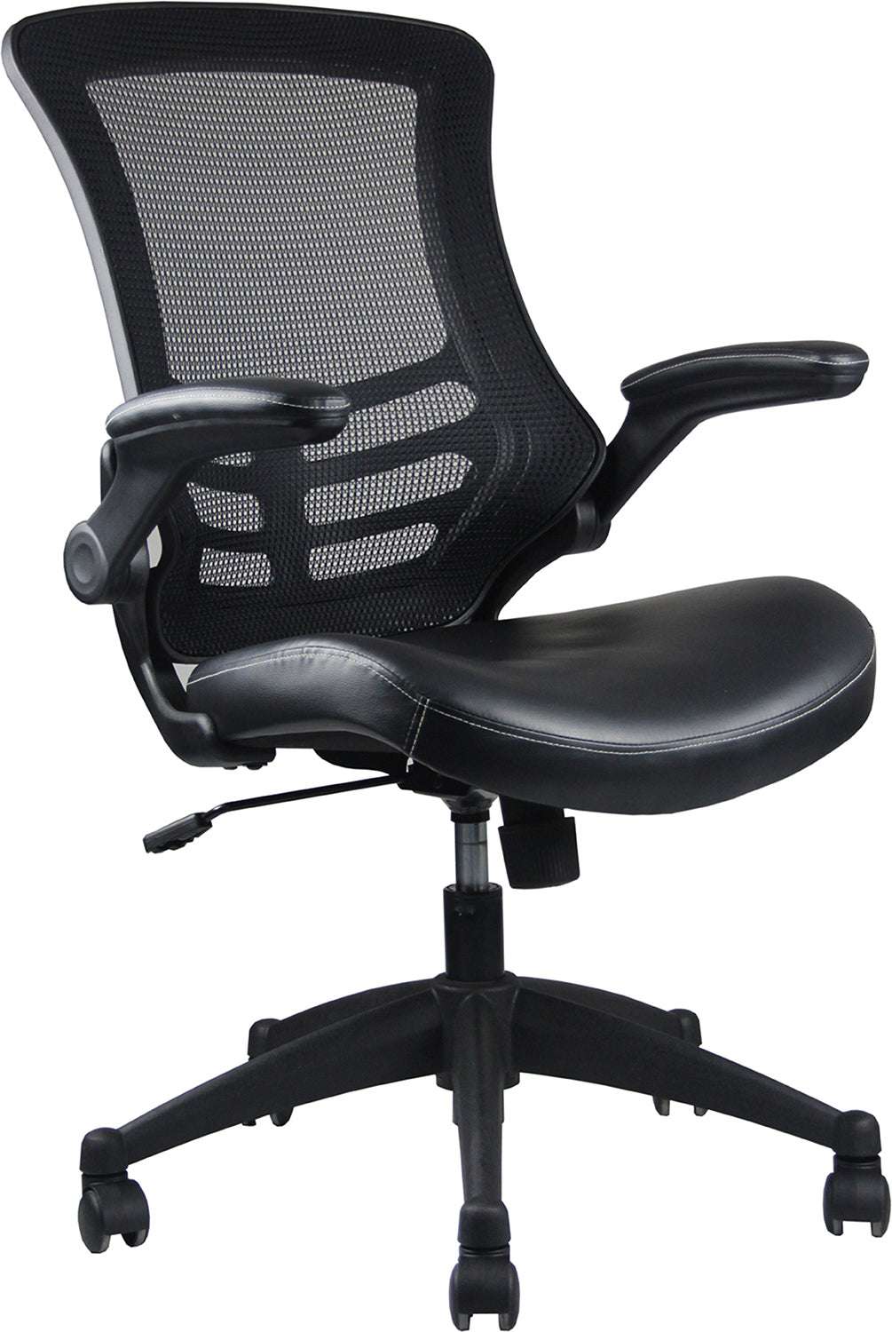 Techni Mobili Stylish Mid-Back Mesh Office Chair with Adjustable Arms, Black - Free Shipping - aurelia-clothing-8955