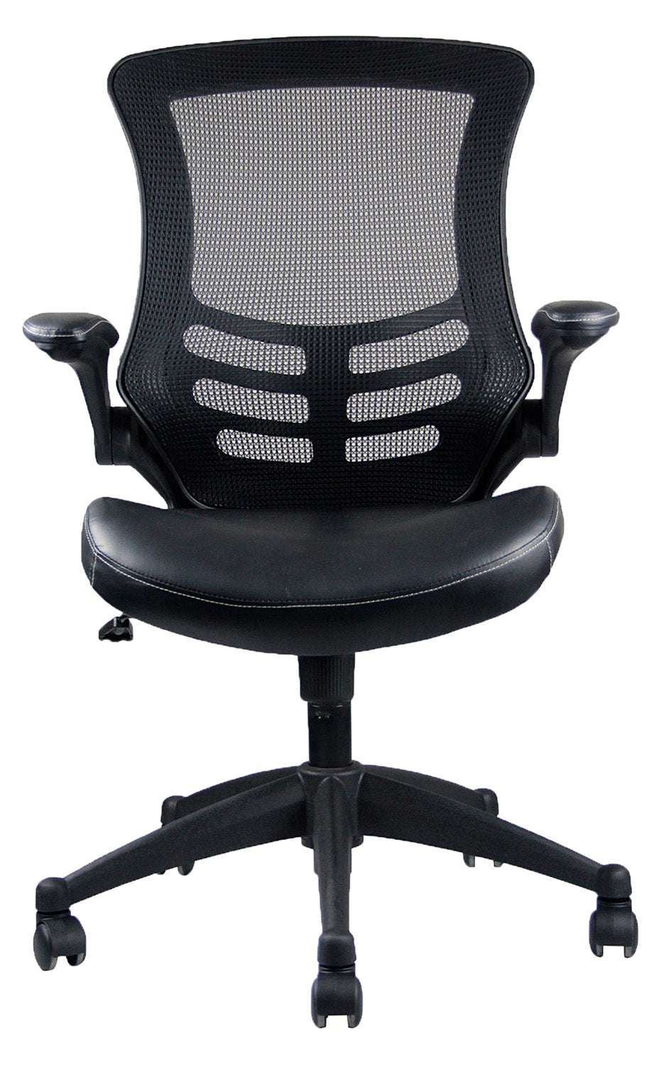 Techni Mobili Stylish Mid-Back Mesh Office Chair with Adjustable Arms, Black - Free Shipping - aurelia-clothing-8955