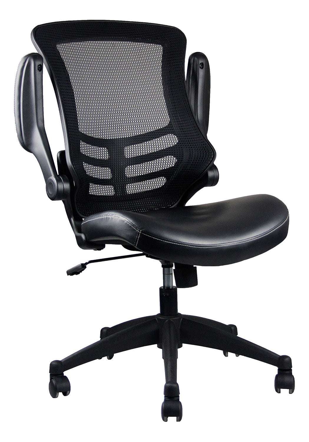 Techni Mobili Stylish Mid-Back Mesh Office Chair with Adjustable Arms, Black - Free Shipping - aurelia-clothing-8955