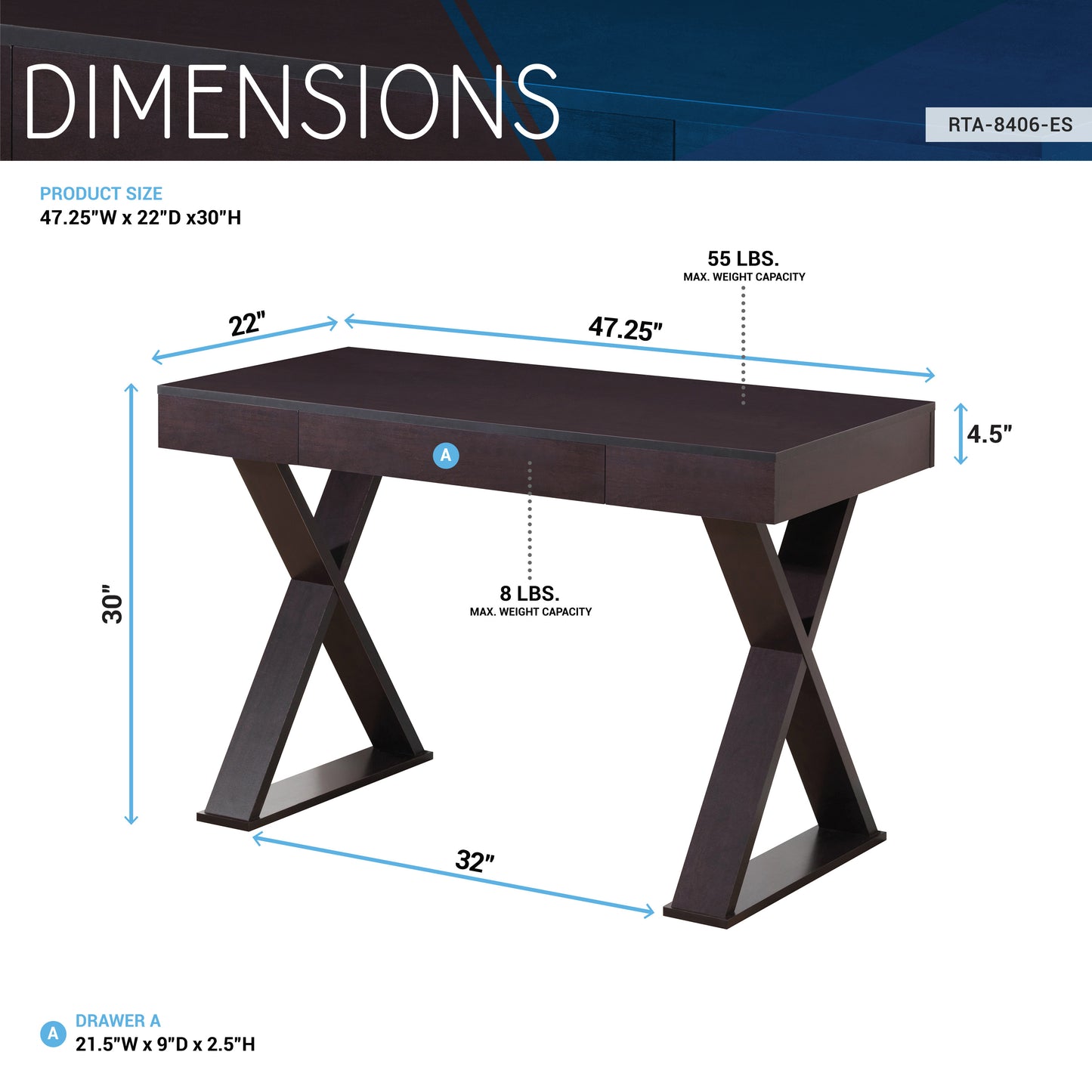 Techni Mobili Trendy Writing Desk with Drawer, Espresso - Free Shipping - aurelia-clothing-8955