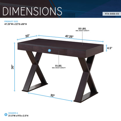 Techni Mobili Trendy Writing Desk with Drawer, Espresso - Free Shipping - aurelia-clothing-8955