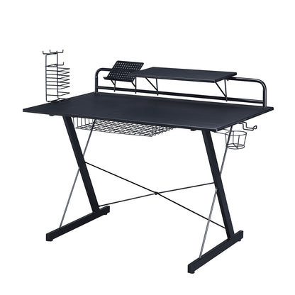 Techni Sport TS-200 Carbon Computer Gaming Desk with Shelving, Black - Free Shipping - aurelia-clothing-8955