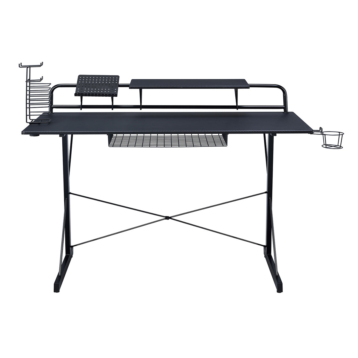 Techni Sport TS-200 Carbon Computer Gaming Desk with Shelving, Black - Free Shipping - aurelia-clothing-8955
