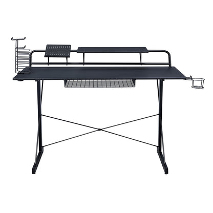 Techni Sport TS-200 Carbon Computer Gaming Desk with Shelving, Black - Free Shipping - aurelia-clothing-8955