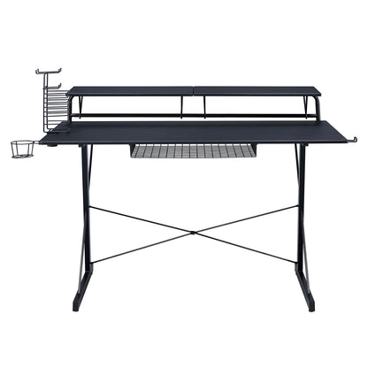 Techni Sport TS-200 Carbon Computer Gaming Desk with Shelving, Black - Free Shipping - aurelia-clothing-8955