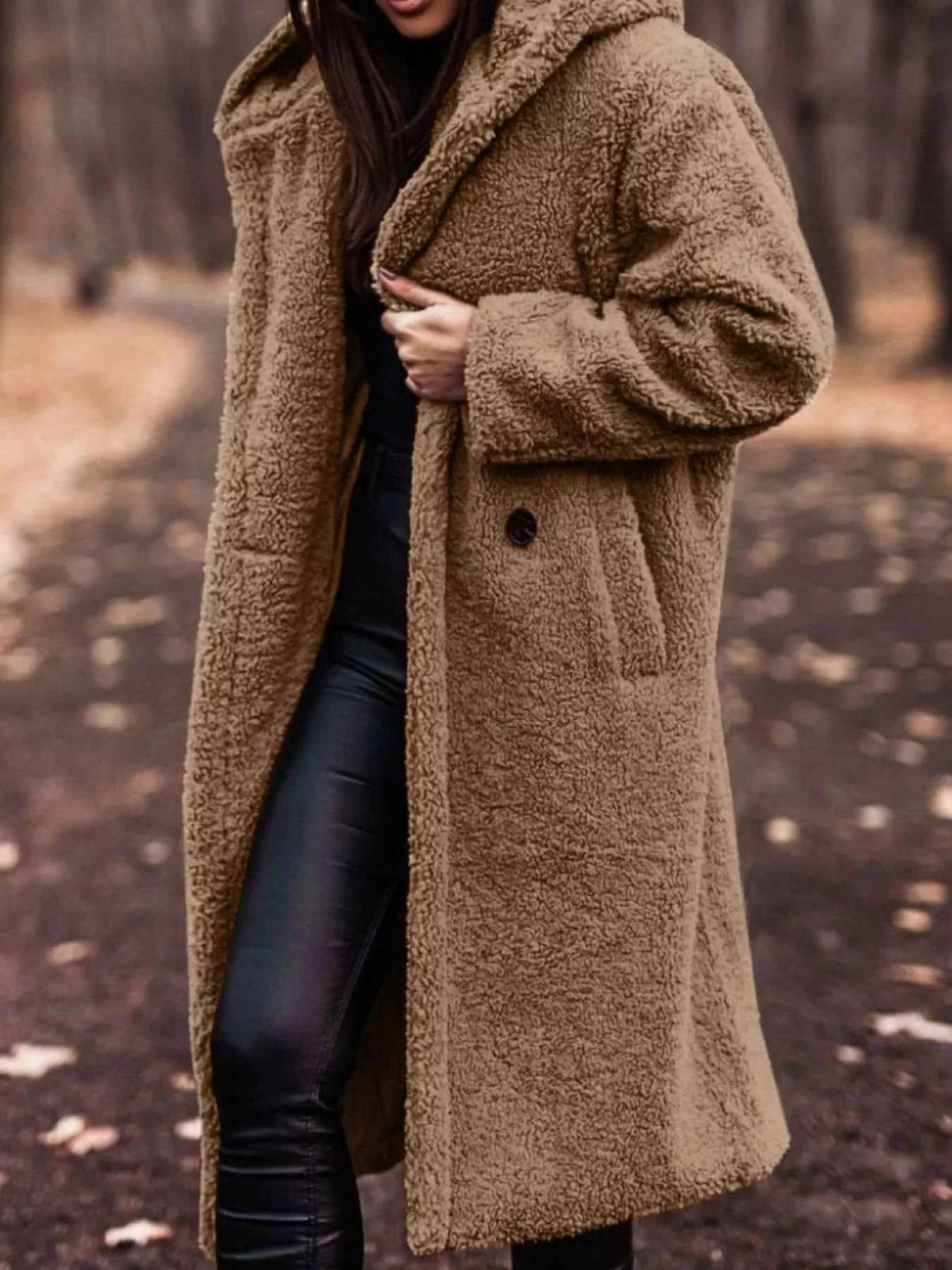 Teddy Bear Hooded Longline Outerwear-Free Shipping - aurelia-clothing-8955