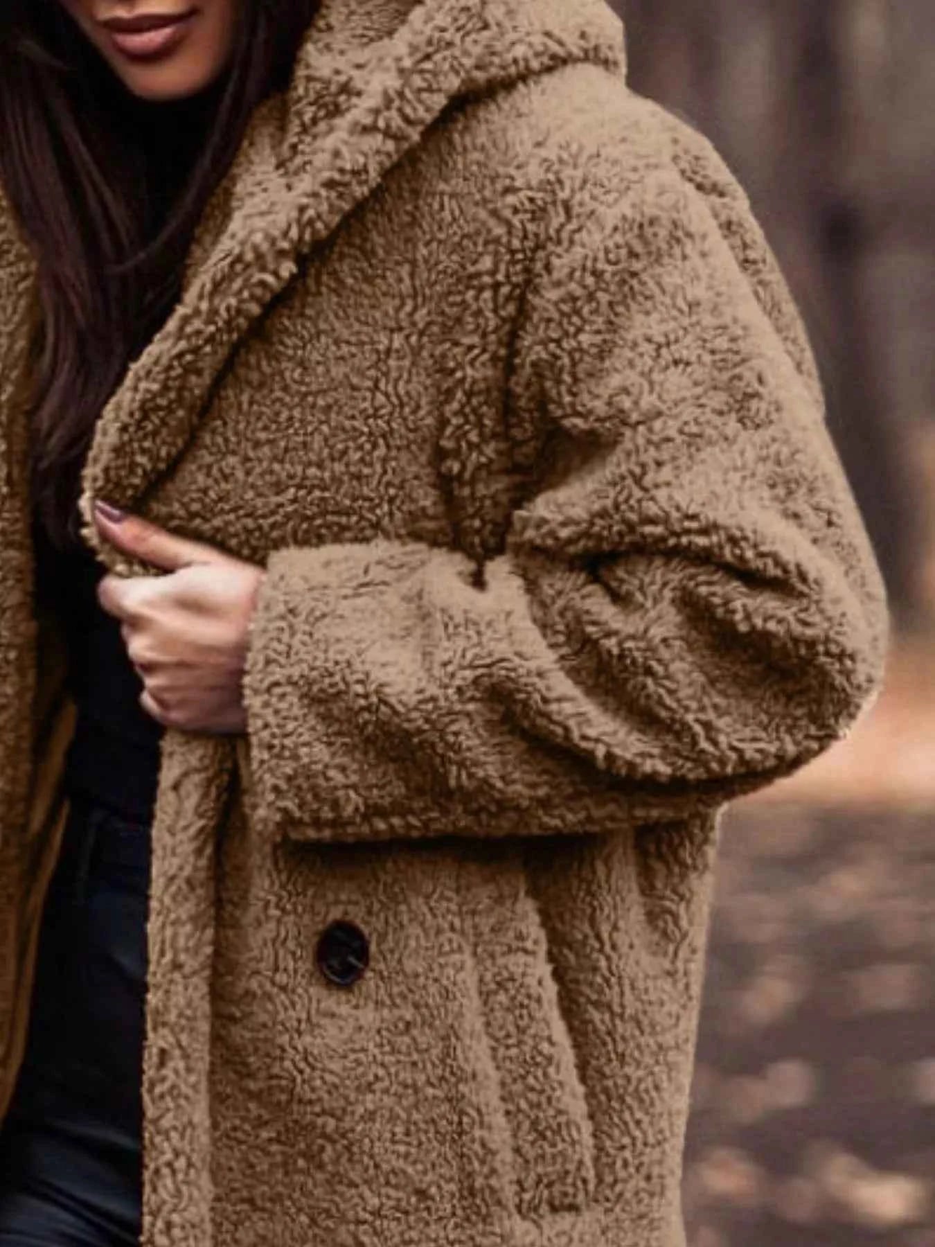 Teddy Bear Hooded Longline Outerwear-Free Shipping - aurelia-clothing-8955