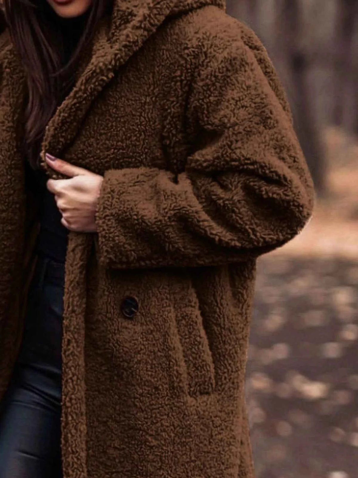Teddy Bear Hooded Longline Outerwear-Free Shipping - aurelia-clothing-8955