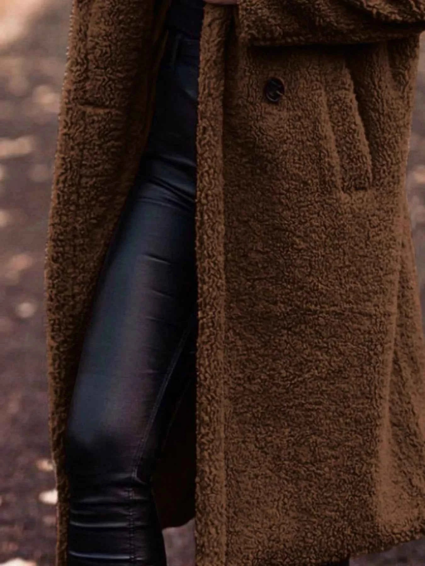 Teddy Bear Hooded Longline Outerwear-Free Shipping - aurelia-clothing-8955