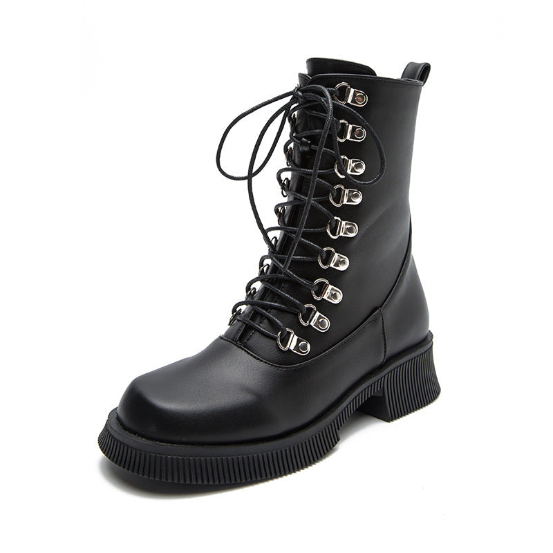 Thick soled Martin Boots Womens New Autumn and Winter Short Boots Thick Heels Slim Boots Motorcycle Boots - Free Shipping - aurelia-clothing-8955
