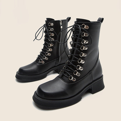 Thick soled Martin Boots Womens New Autumn and Winter Short Boots Thick Heels Slim Boots Motorcycle Boots - Free Shipping - aurelia-clothing-8955