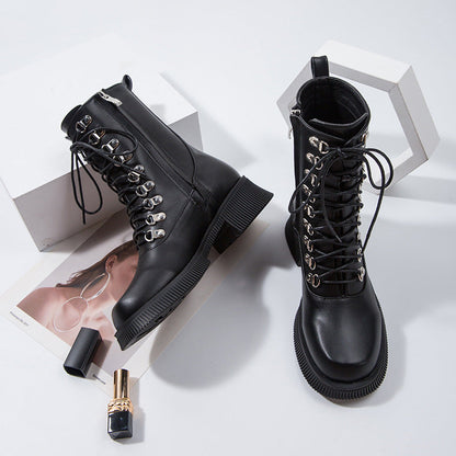 Thick soled Martin Boots Womens New Autumn and Winter Short Boots Thick Heels Slim Boots Motorcycle Boots - Free Shipping - aurelia-clothing-8955
