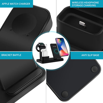 Three in one wireless charger suitable for iPhone earphones watches desktop storage stand 10W wireless fast charger - Free Sjipping - aurelia-clothing-8955