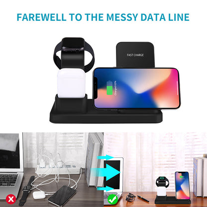 Three in one wireless charger suitable for iPhone earphones watches desktop storage stand 10W wireless fast charger - Free Sjipping - aurelia-clothing-8955