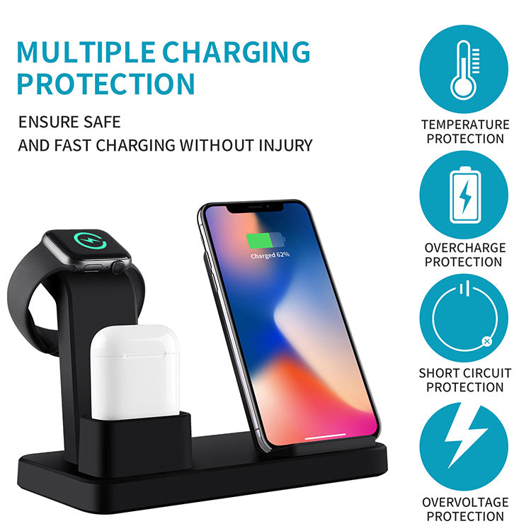 Three in one wireless charger suitable for iPhone earphones watches desktop storage stand 10W wireless fast charger - Free Sjipping - aurelia-clothing-8955