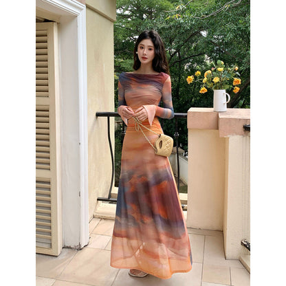 Tie-Dye Swing Collar Dress Women - Free Shipping - aurelia-clothing-8955