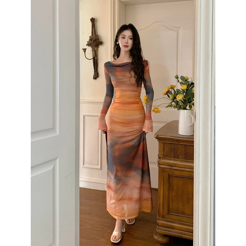 Tie-Dye Swing Collar Dress Women - Free Shipping - aurelia-clothing-8955