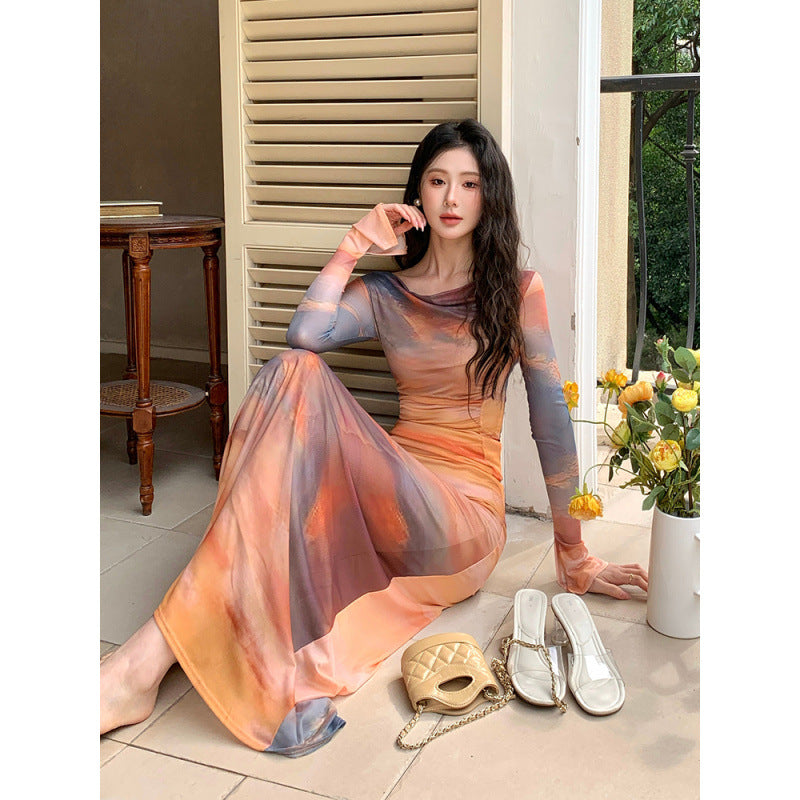 Tie-Dye Swing Collar Dress Women - Free Shipping - aurelia-clothing-8955
