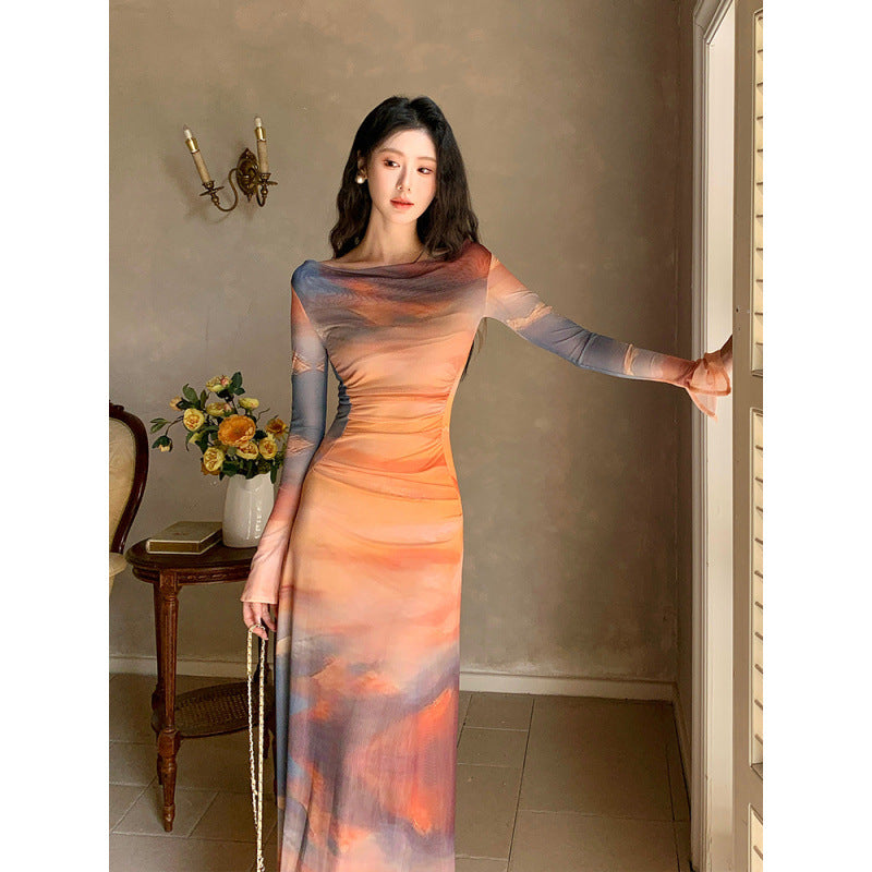 Tie-Dye Swing Collar Dress Women - Free Shipping - aurelia-clothing-8955