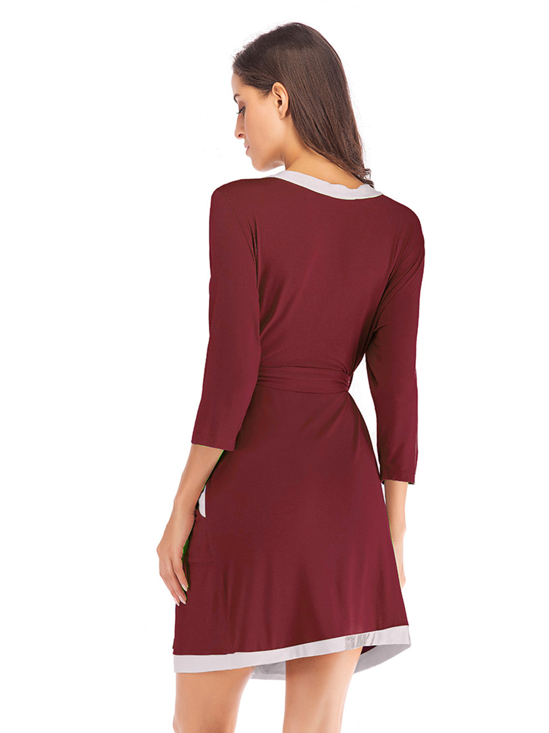 Tie Waist Surplice Neck Robe with Pockets - aurelia-clothing-8955