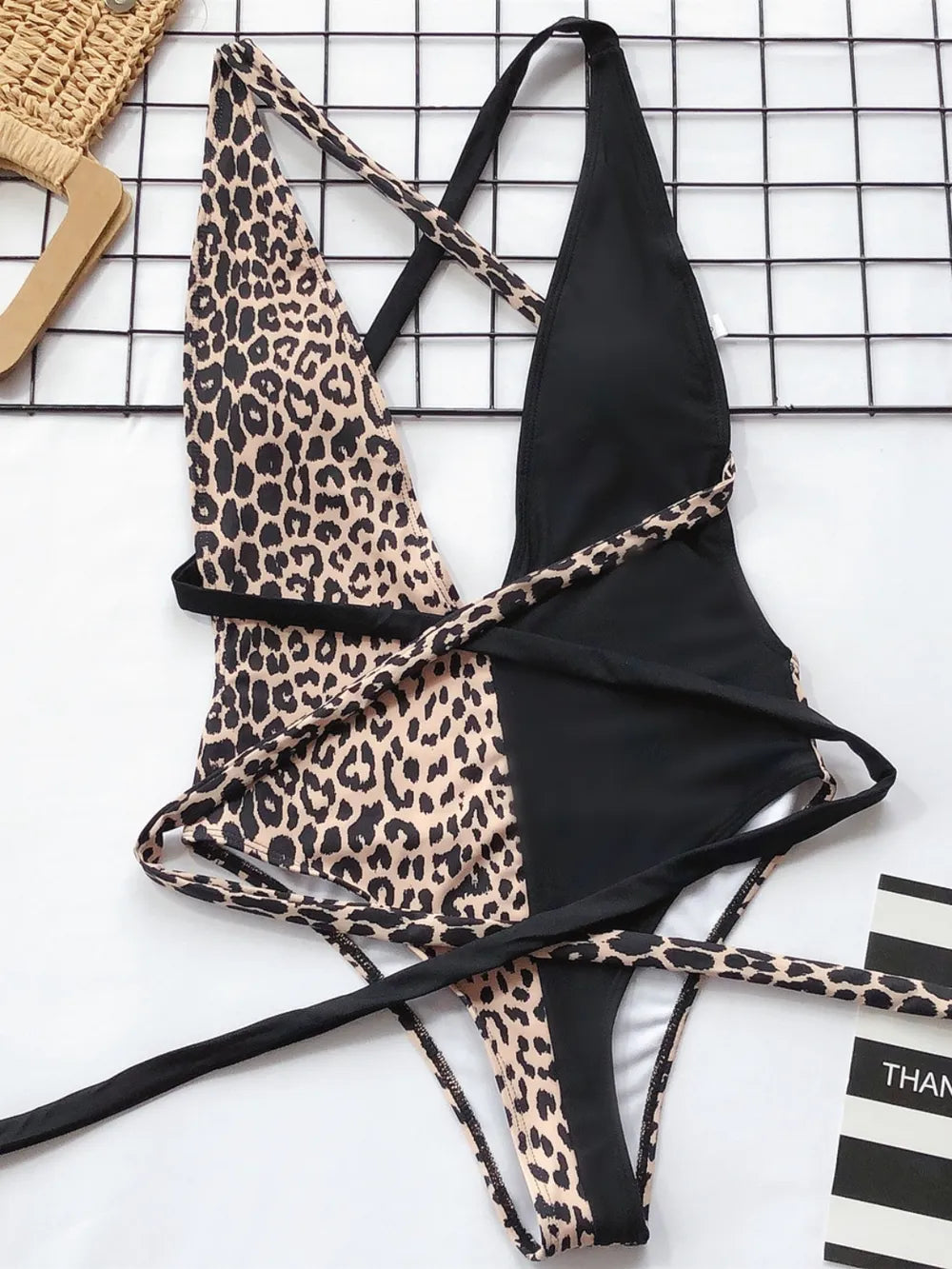 Tied Leopard Plunge One-Piece - Free Shipping - aurelia-clothing-8955