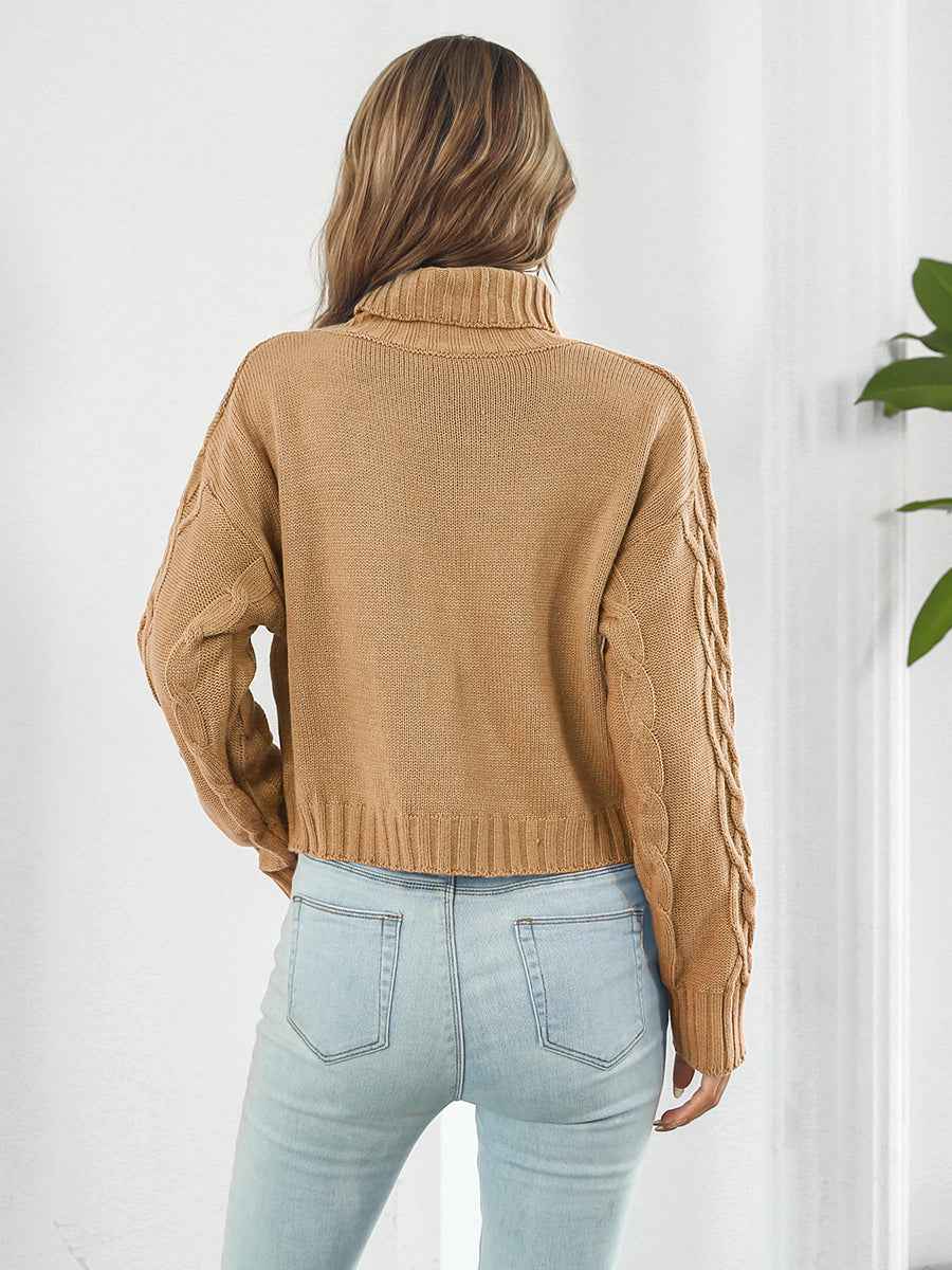 Turtleneck Dropped Shoulder Sweater - aurelia-clothing-8955