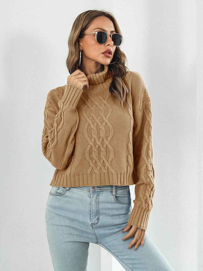 Turtleneck Dropped Shoulder Sweater - aurelia-clothing-8955