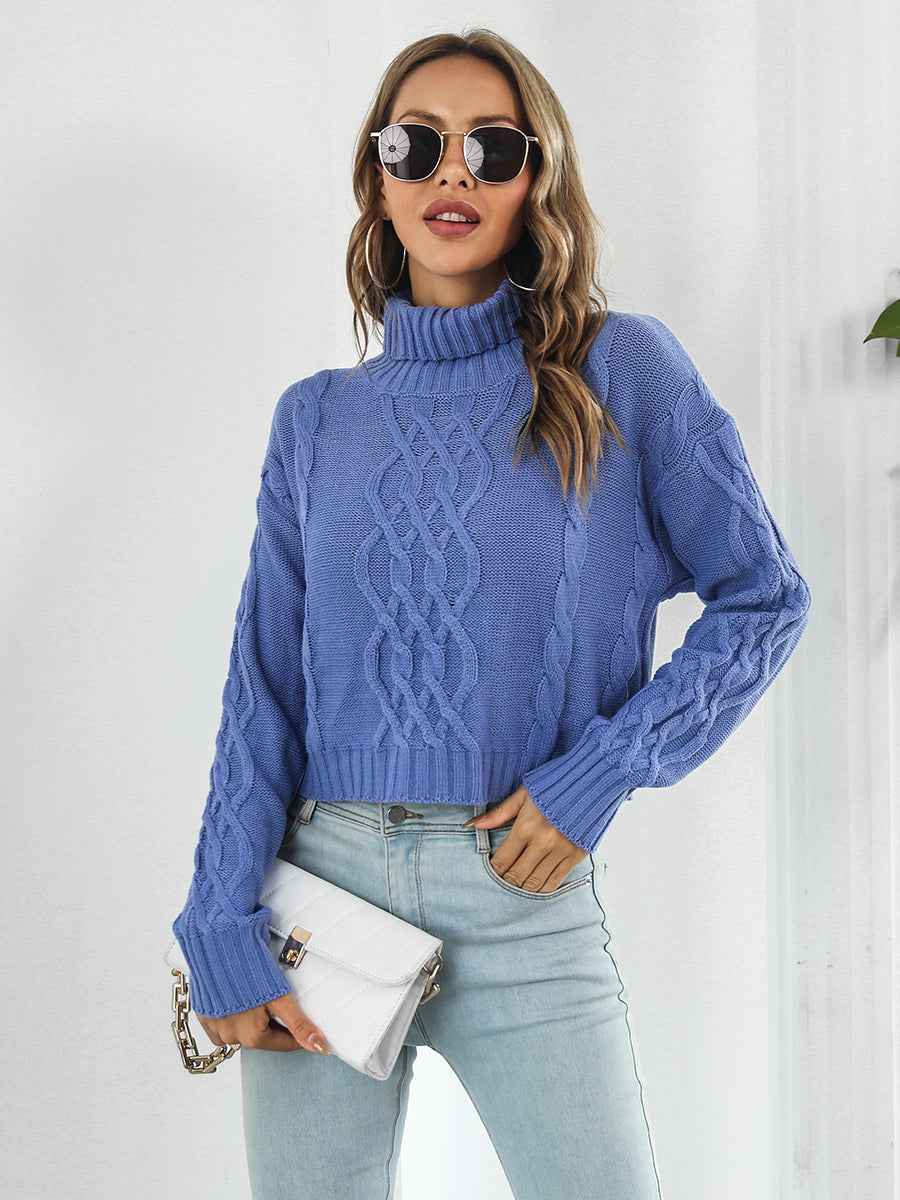Turtleneck Dropped Shoulder Sweater - aurelia-clothing-8955
