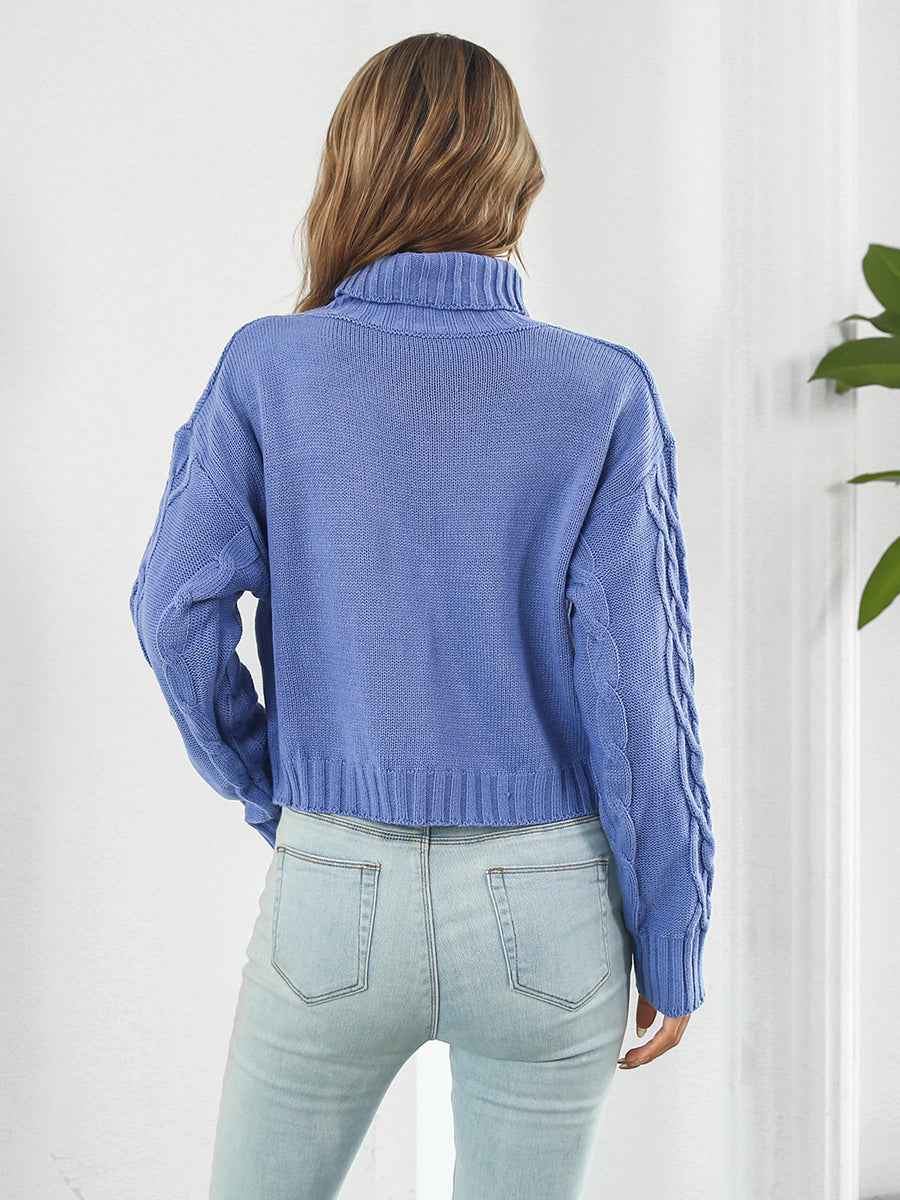 Turtleneck Dropped Shoulder Sweater - aurelia-clothing-8955