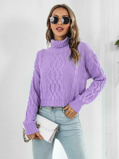 Turtleneck Dropped Shoulder Sweater - aurelia-clothing-8955