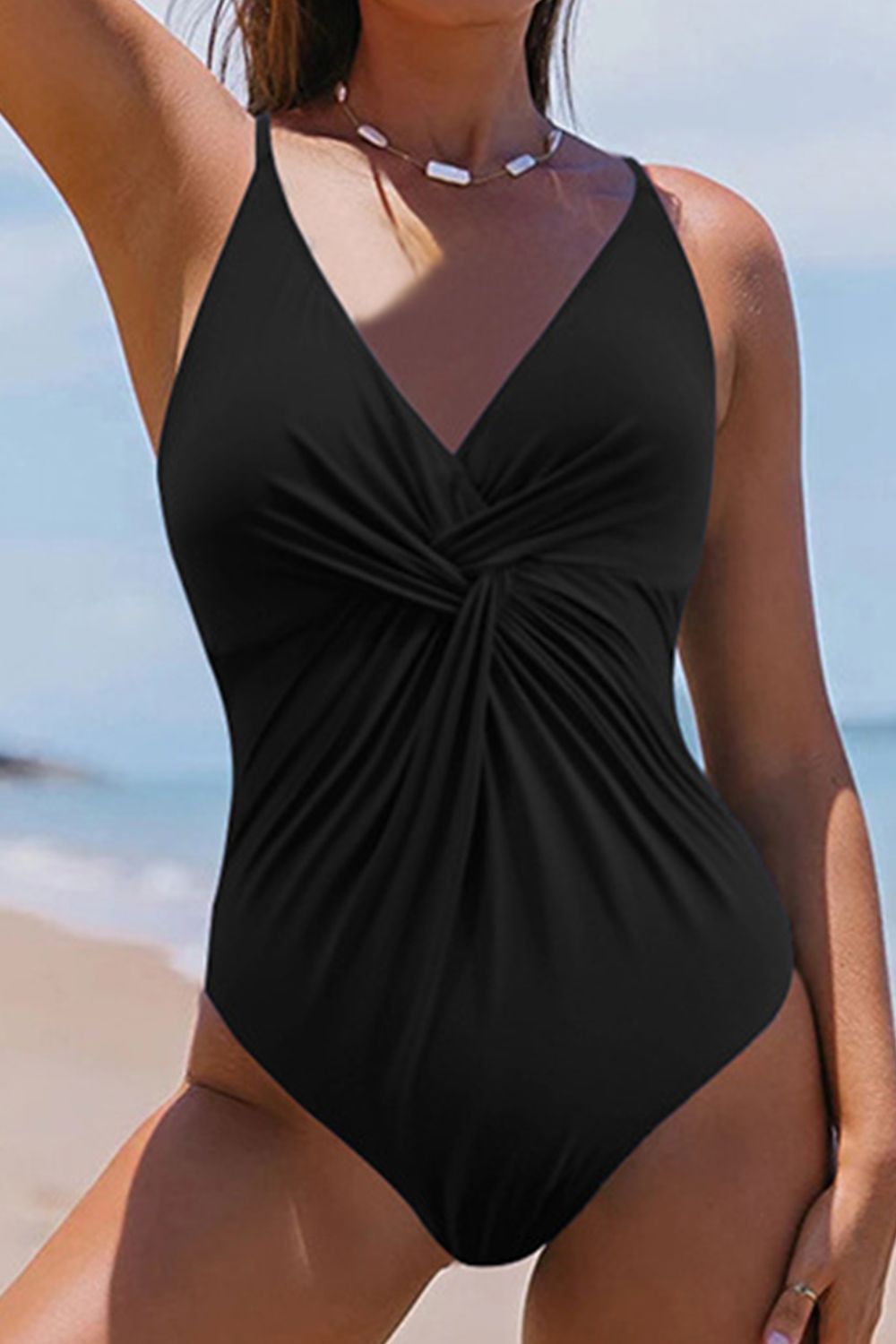 Twisted Crisscross V-Neck One-Piece Swimwear - aurelia-clothing-8955