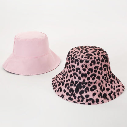Two Side Leopard Black Bucket Hat For Women Men Reversible Panama Sun Hat Summer Ladies Beach Sun Protection Fisherman Hats - Free Shipping - aurelia-clothing-8955