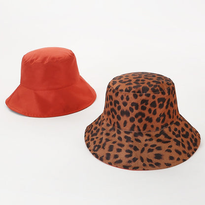 Two Side Leopard Black Bucket Hat For Women Men Reversible Panama Sun Hat Summer Ladies Beach Sun Protection Fisherman Hats - Free Shipping - aurelia-clothing-8955