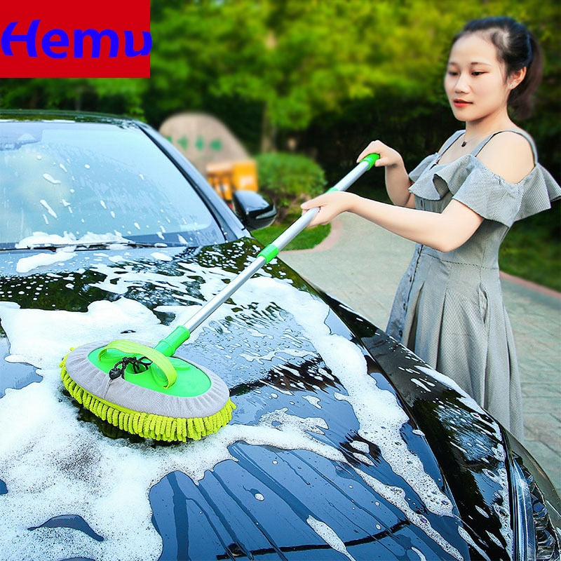 Upgrade Three section telescopic car washing mop Super absorbent Car Cleaning Car brushes Mop Window Wash Tool Dust Wax Mop Soft - Free Shipping - aurelia-clothing-8955