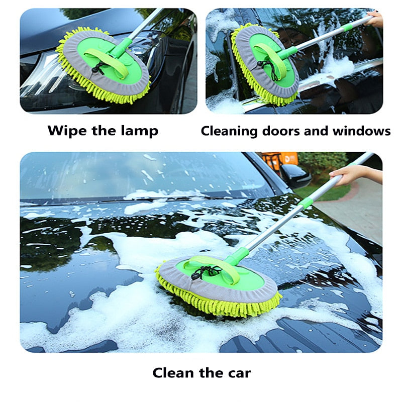 Upgrade Three section telescopic car washing mop Super absorbent Car Cleaning Car brushes Mop Window Wash Tool Dust Wax Mop Soft - Free Shipping - aurelia-clothing-8955