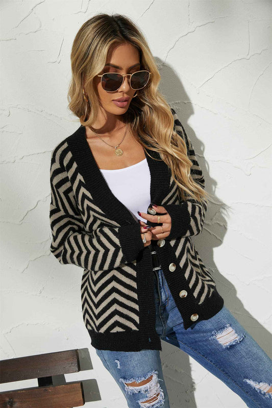 V-Neck Button-Down Cardigan - aurelia-clothing-8955