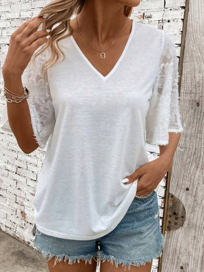V-Neck Half Sleeve T-Shirt - aurelia-clothing-8955
