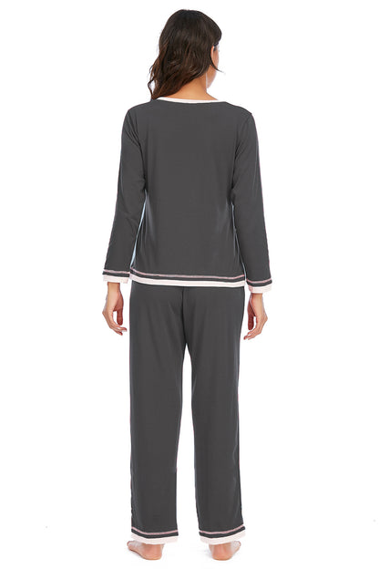 V-Neck Top and Pants Lounge Set - aurelia-clothing-8955
