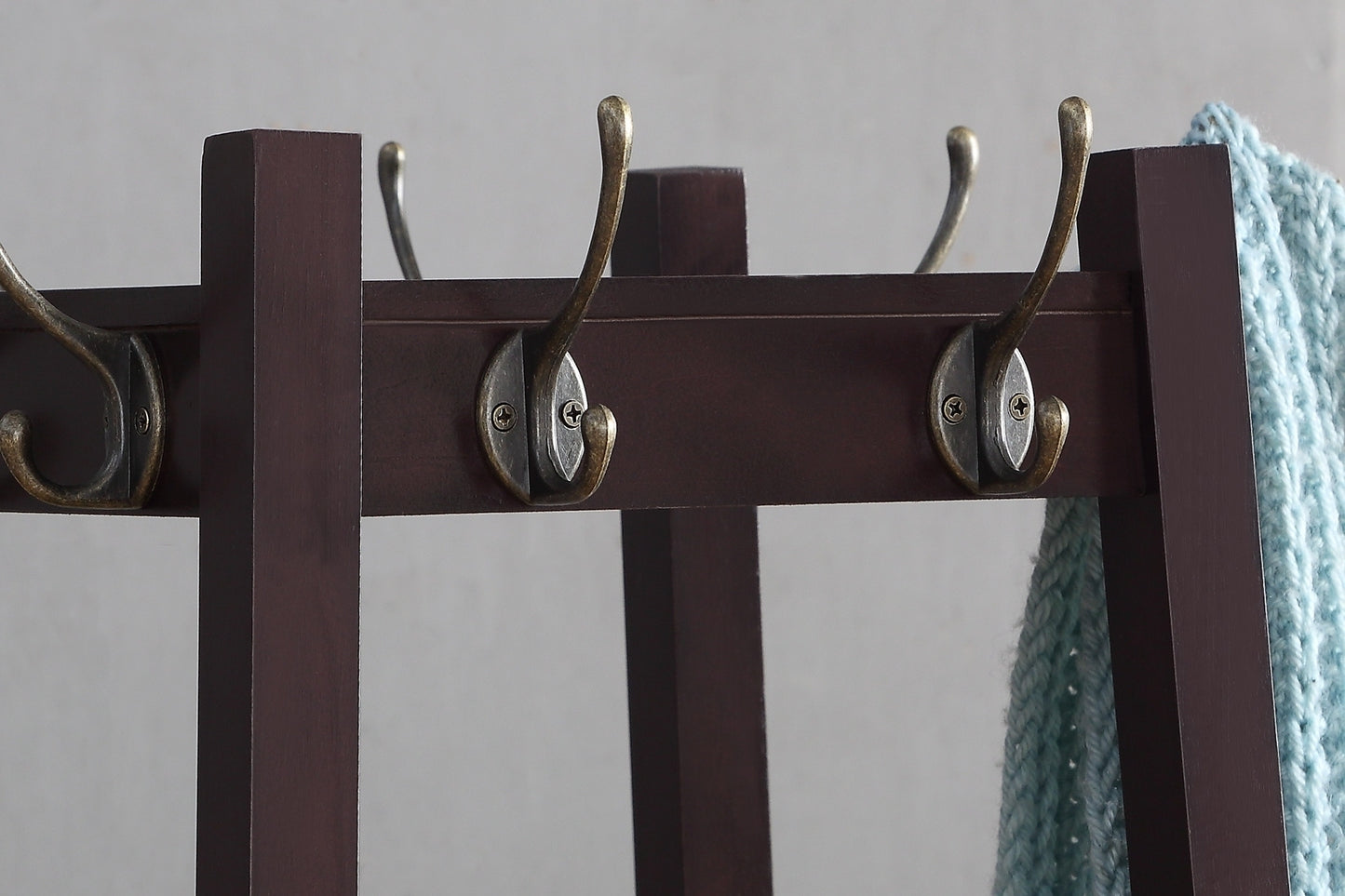Vassen Coat Rack w 3-Tier Storage Shelves in Espresso Finish - Free Shipping - aurelia-clothing-8955